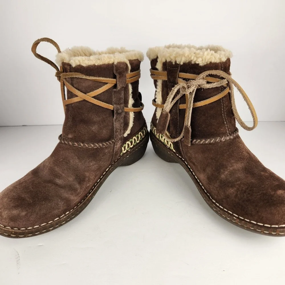 Ugg Cove Women's Brown Suede Slip-On Winter‎ Comfy Boots Size 7